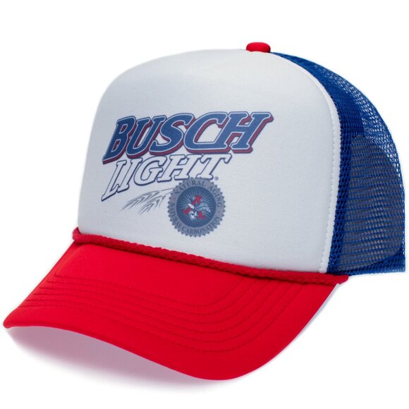 Busch Light Beer Trucker Hat Vintage 80’s Style Cap One Size Unisex Royal/Red - Picture 2 of 2